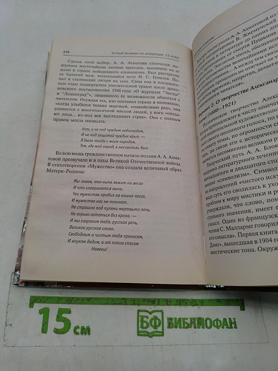 Устный экзамен по литературе. 11 класс