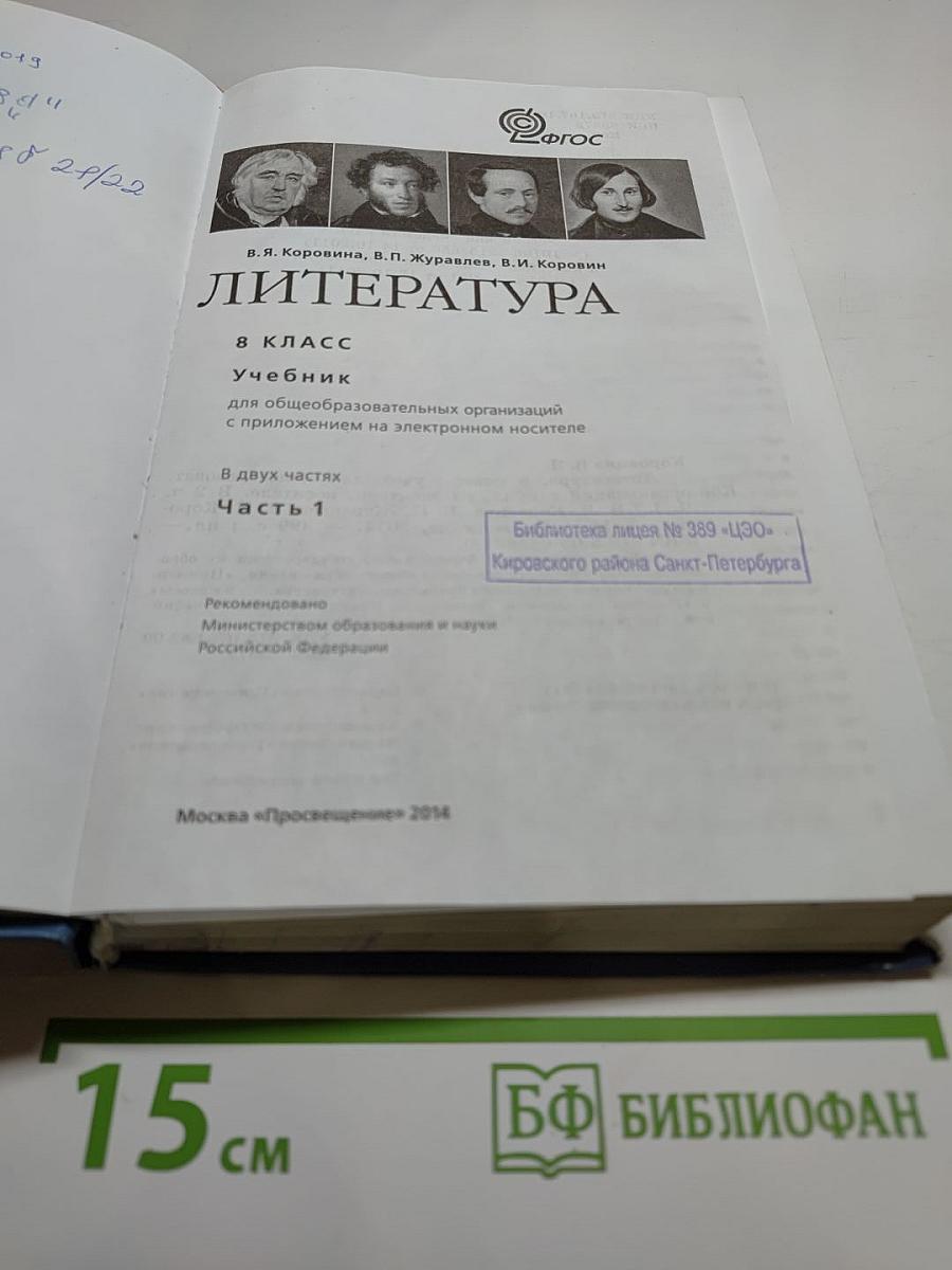Литература. 8 класс. Часть 1