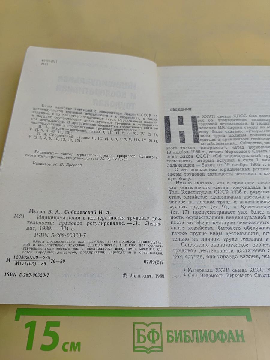 Индивидуальная и кооперативная трудовая деятельность: правовое регулирование