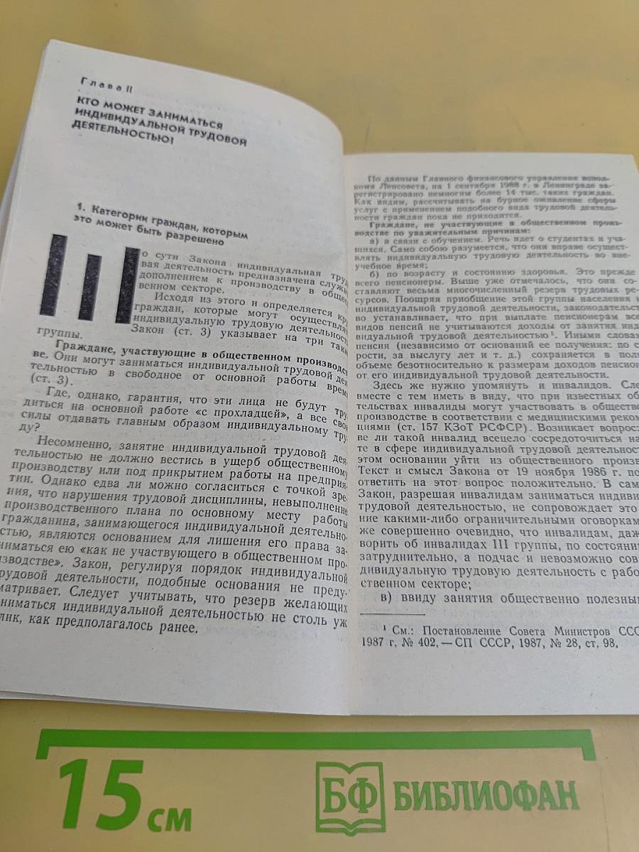 Индивидуальная и кооперативная трудовая деятельность: правовое регулирование