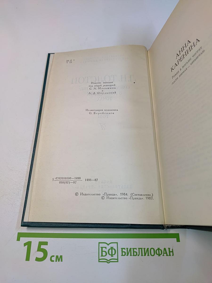 Л.Н. Толстой. Собрание сочинений в двадцати пяти томах. Том 7. Анна Каренина (Часть первая - четвертая)