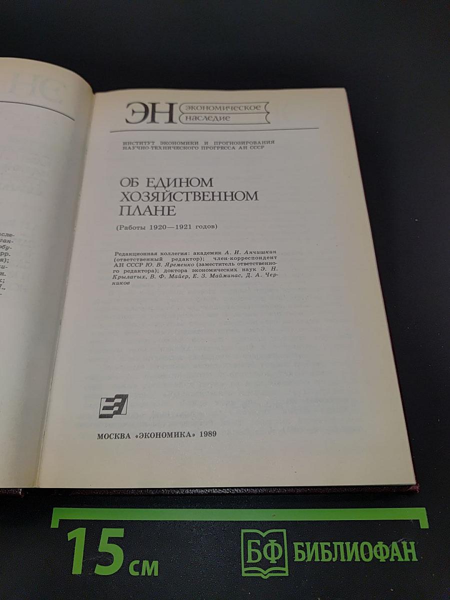 Об едином хозяйственном плане