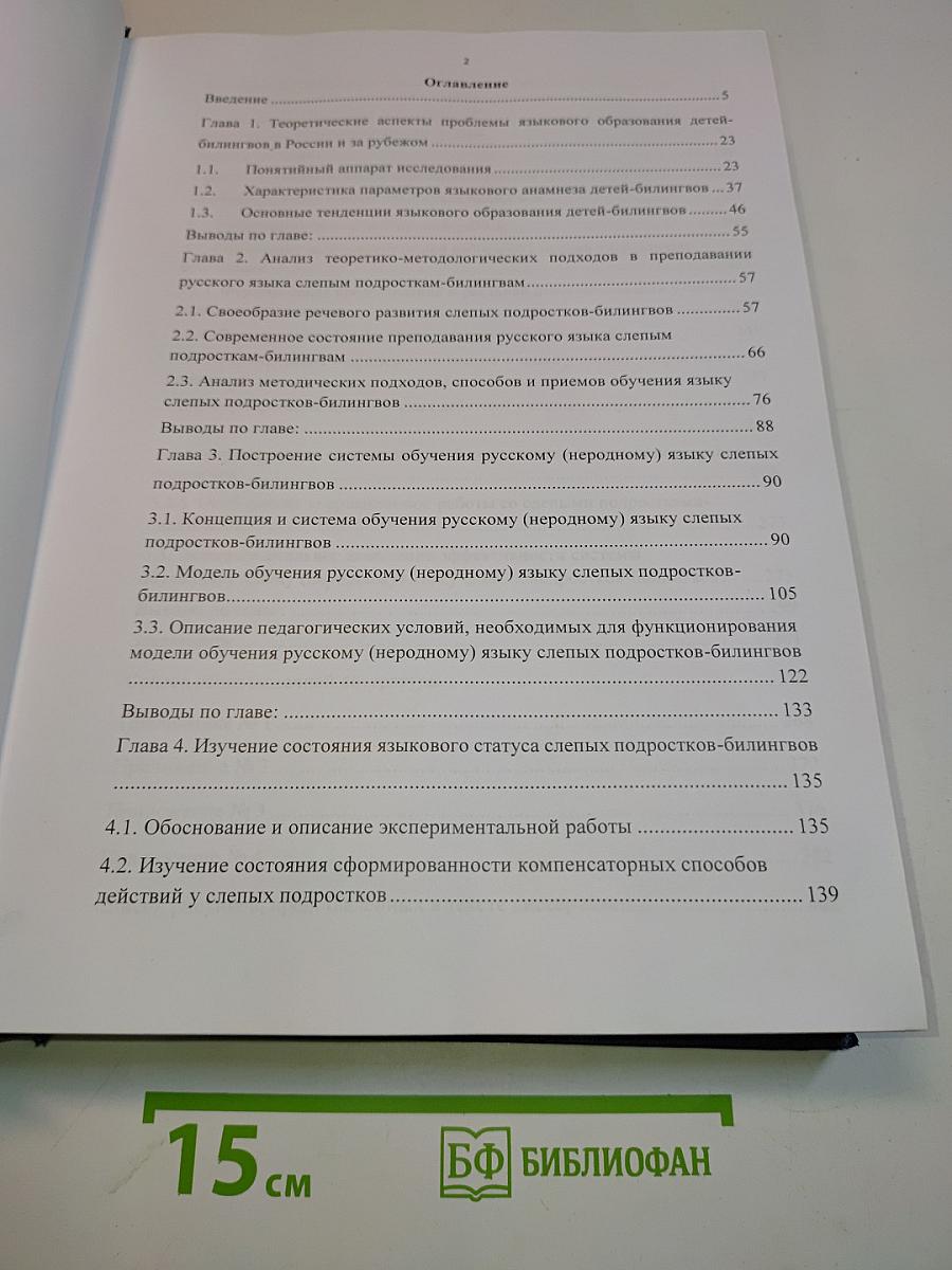 Система обучения русскому (неродному) языку слепых подростков-билингвов