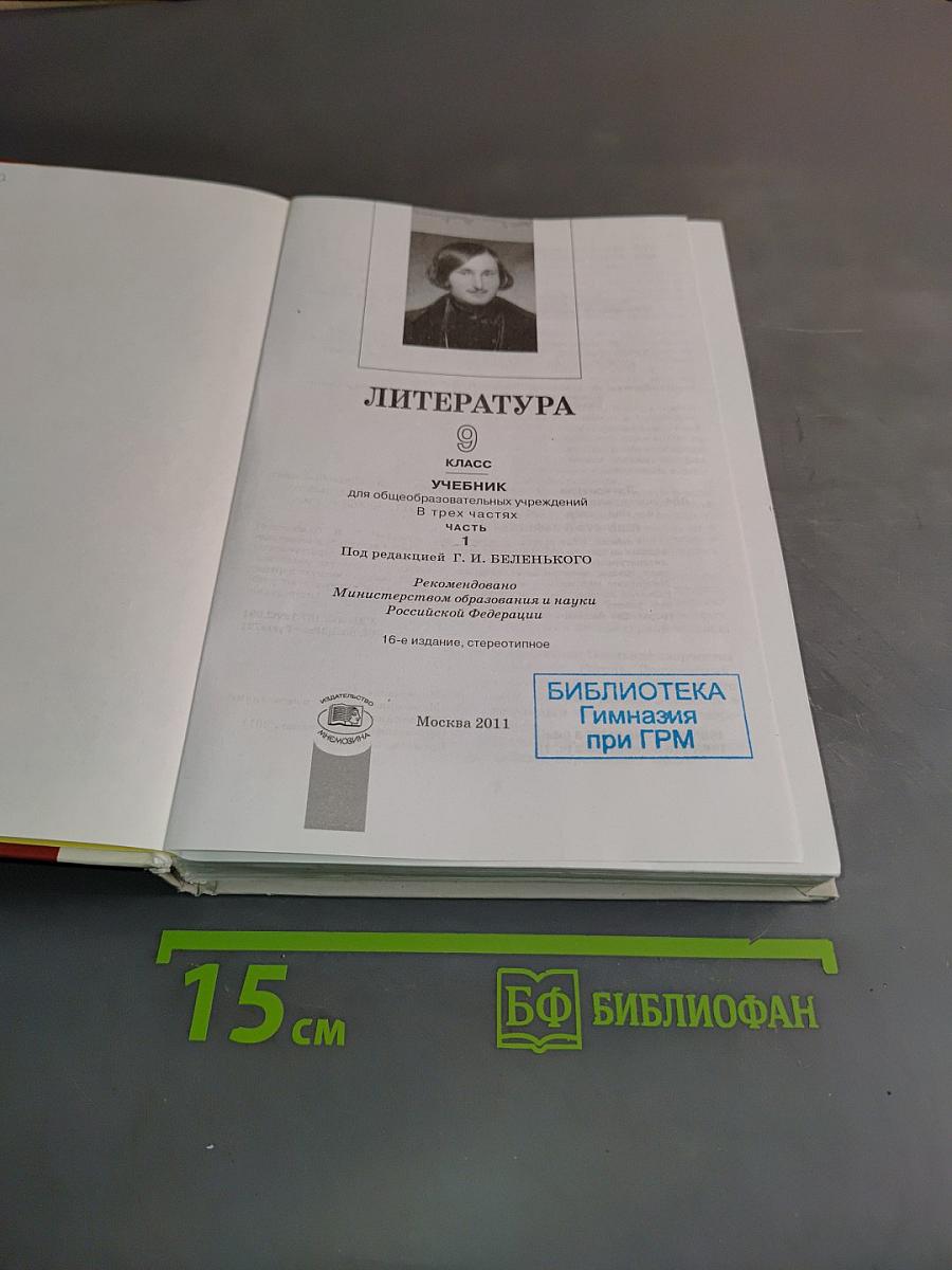 Литература. 9 класс. Учебник для общеобразовательных учреждений. В трех частях. Часть 1