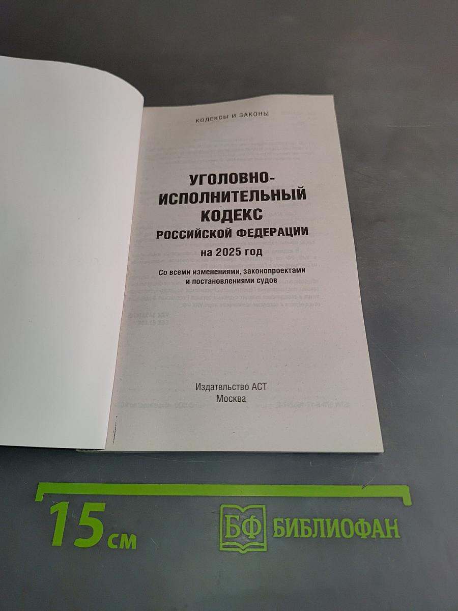 Уголовно-исполнительный кодекс Российской Федерации на 2025 год