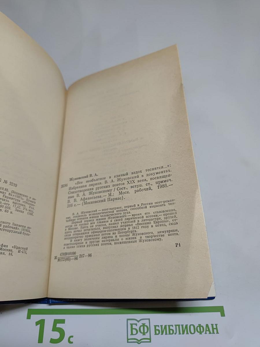 В. А. Жуковский. "Все необъятное в единый вдох теснится..."