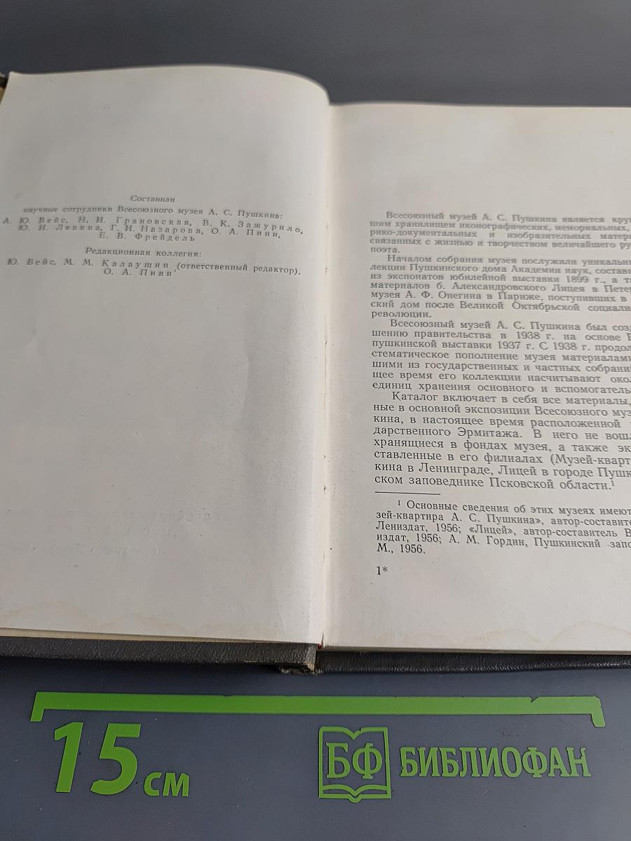 Всесоюзный музей А.С. Пушкина. Каталог