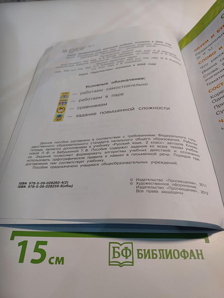 Русский язык. Рабочая тетрадь. 2 класс. Часть вторая