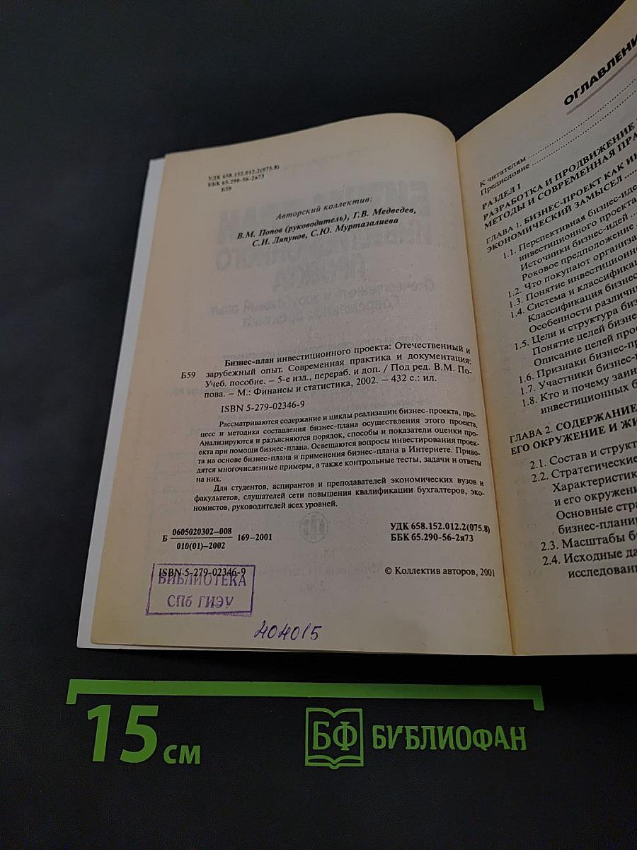 Бизнес-план инвестиционного проекта: Отечественный и зарубежный опыт современной практики