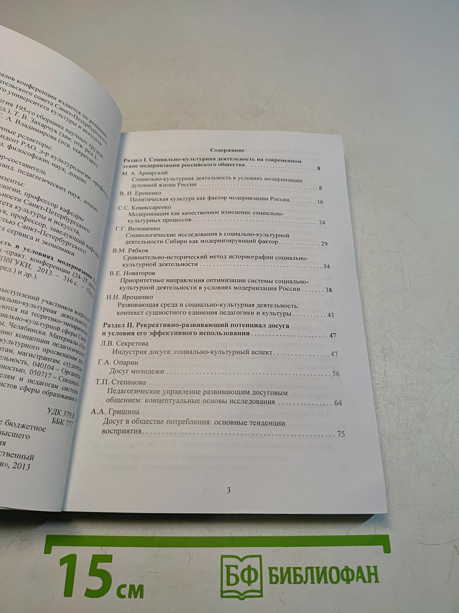Социально-культурная деятельность в условиях модернизации России