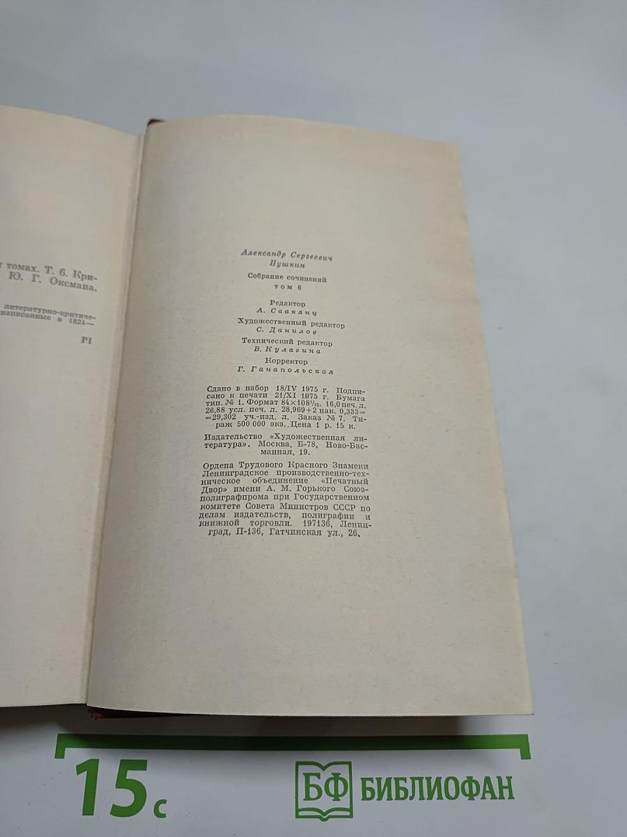 Собрание сочинений. Том шестой: Критика и публицистика