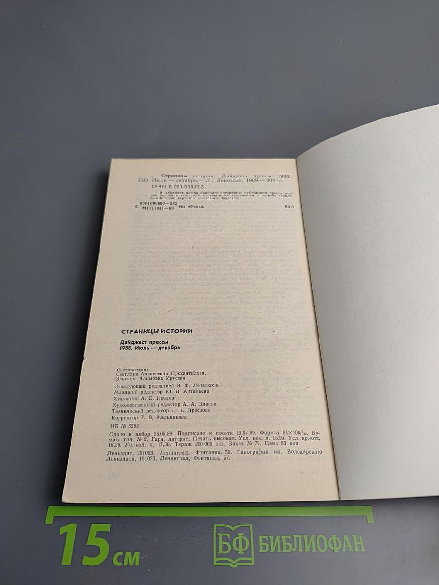 Страницы истории 1988 июль-декабрь