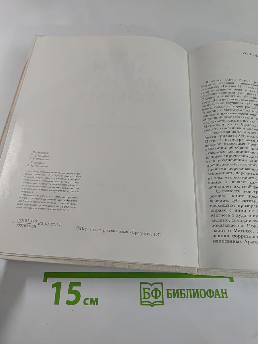 Анри Матисс, Роман, часть 1