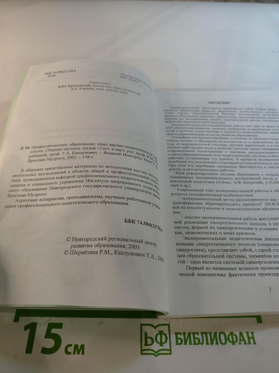 Профессиональное образование: опыт научно-педагогической рефлексии