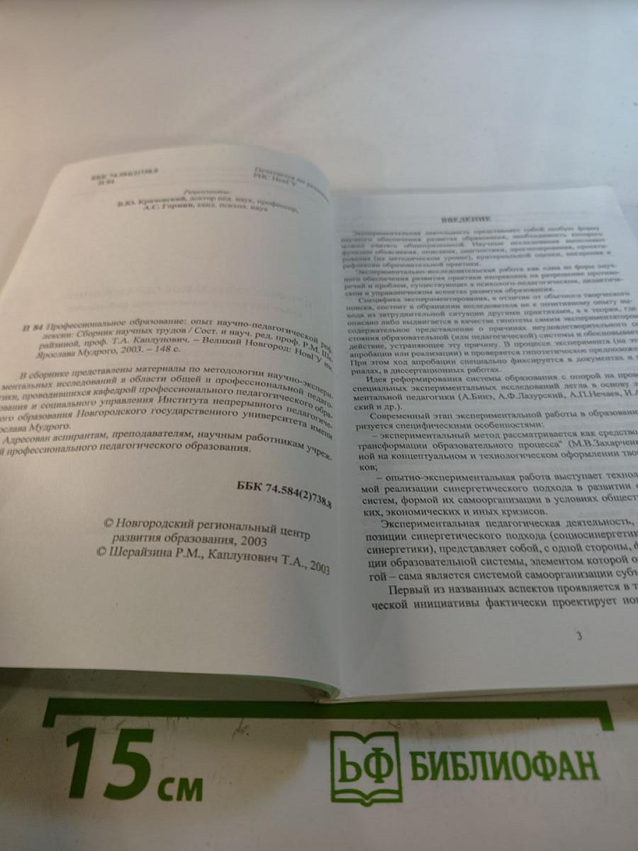 Профессиональное образование: опыт научно-педагогической рефлексии