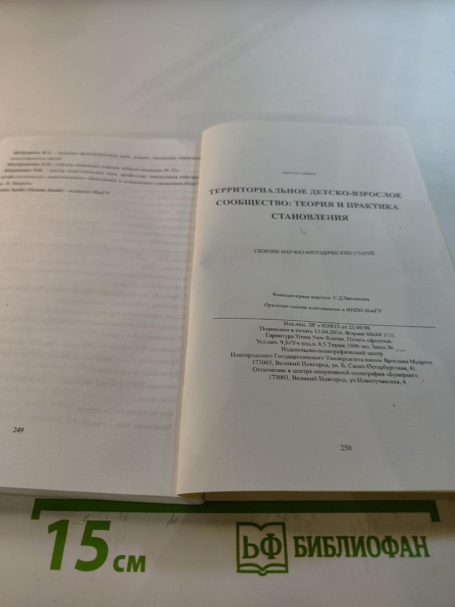 Территориальное детско-взрослое сообщество: теория и практика становления. Сборник научно-методических статей