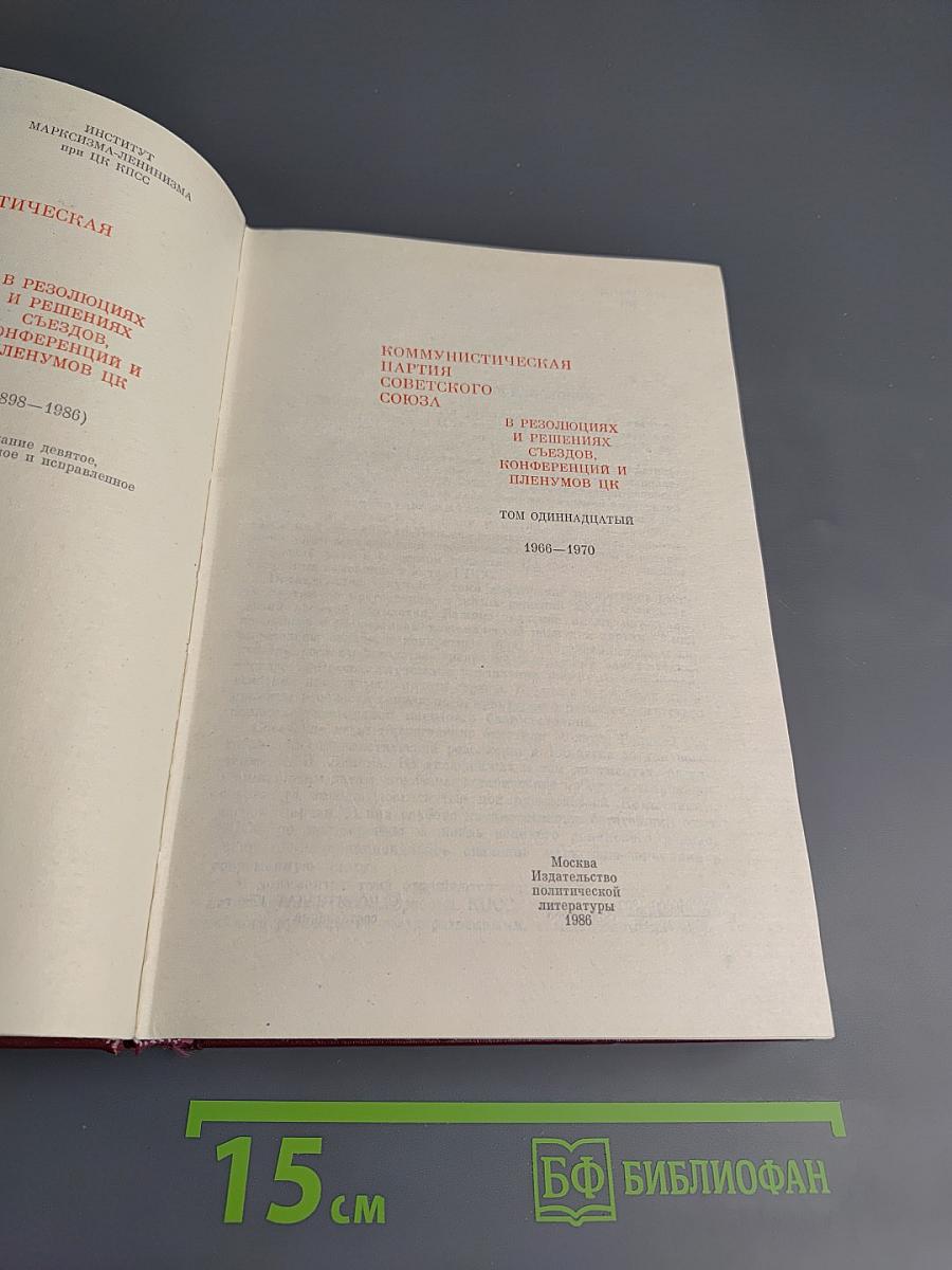 КПСС в резолюциях и решениях съездов, конференций и пленумов ЦК. Том одиннадцатый. 1966-1970