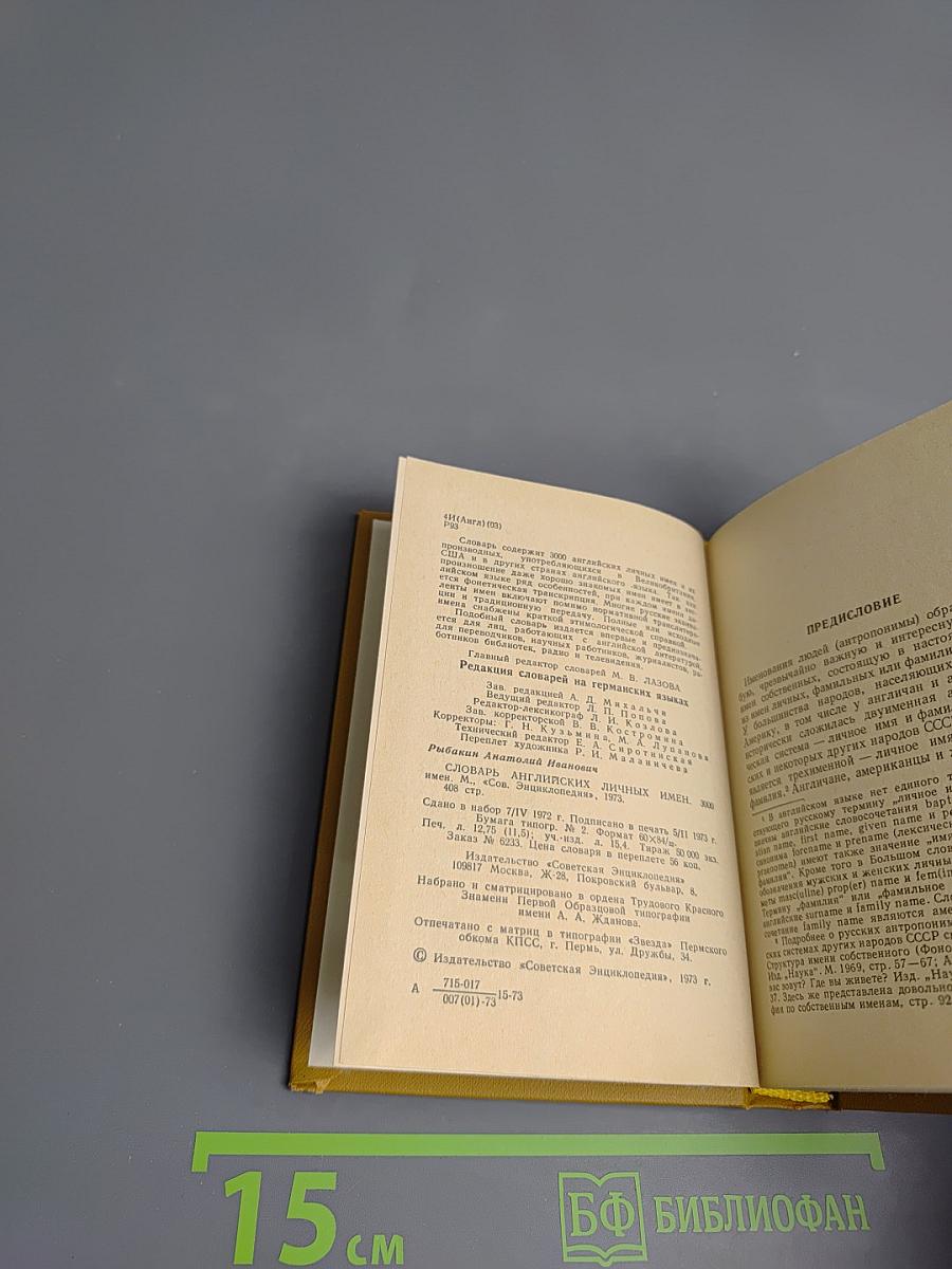 Словарь английских личных имён