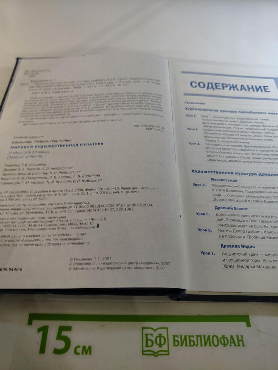 Мировая художественная культура для 10 класса (базовый уровень)