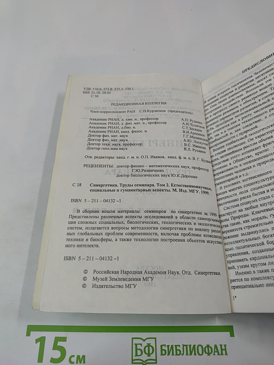 Синергетика. Труды семинара. Том 2. Естественнонаучные, социальные и гуманитарные аспекты