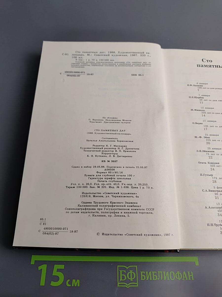 Сто памятных дат. 1988. Художественный календарь