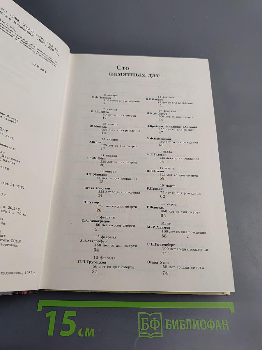 Сто памятных дат. 1988. Художественный календарь