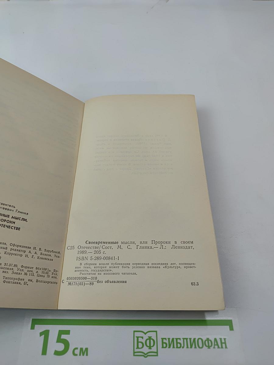 Своевременные мысли, или Пророки в своем отечестве