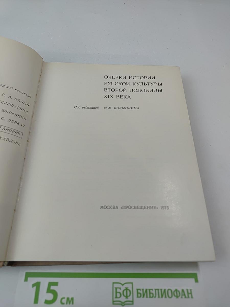 Очерки истории русской культуры второй половины XIX века