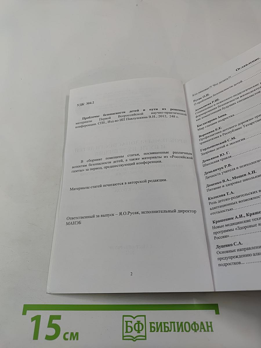 Проблемы безопасности детей и пути их решения. Материалы Первой Всероссийской научно-практической конференции