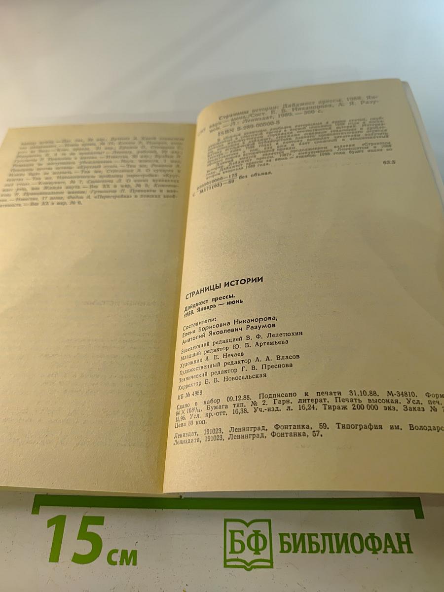 Страницы истории 1988 январь-июнь