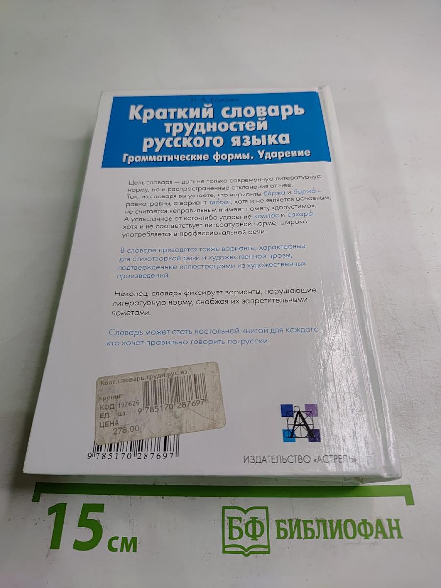 Краткий словарь трудностей русского языка. Грамматические формы. Ударение