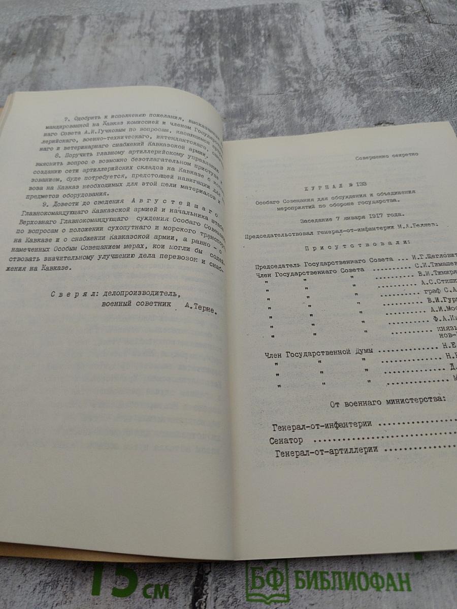Журналы Особого совещания по обороне государства 1917 год. I