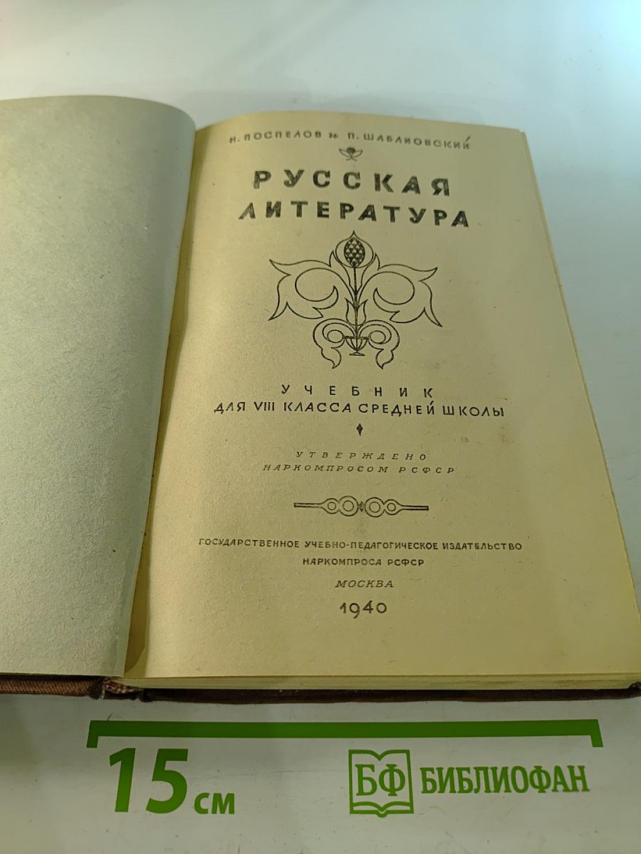 Русская литература. Учебник для VIII класса средней школы