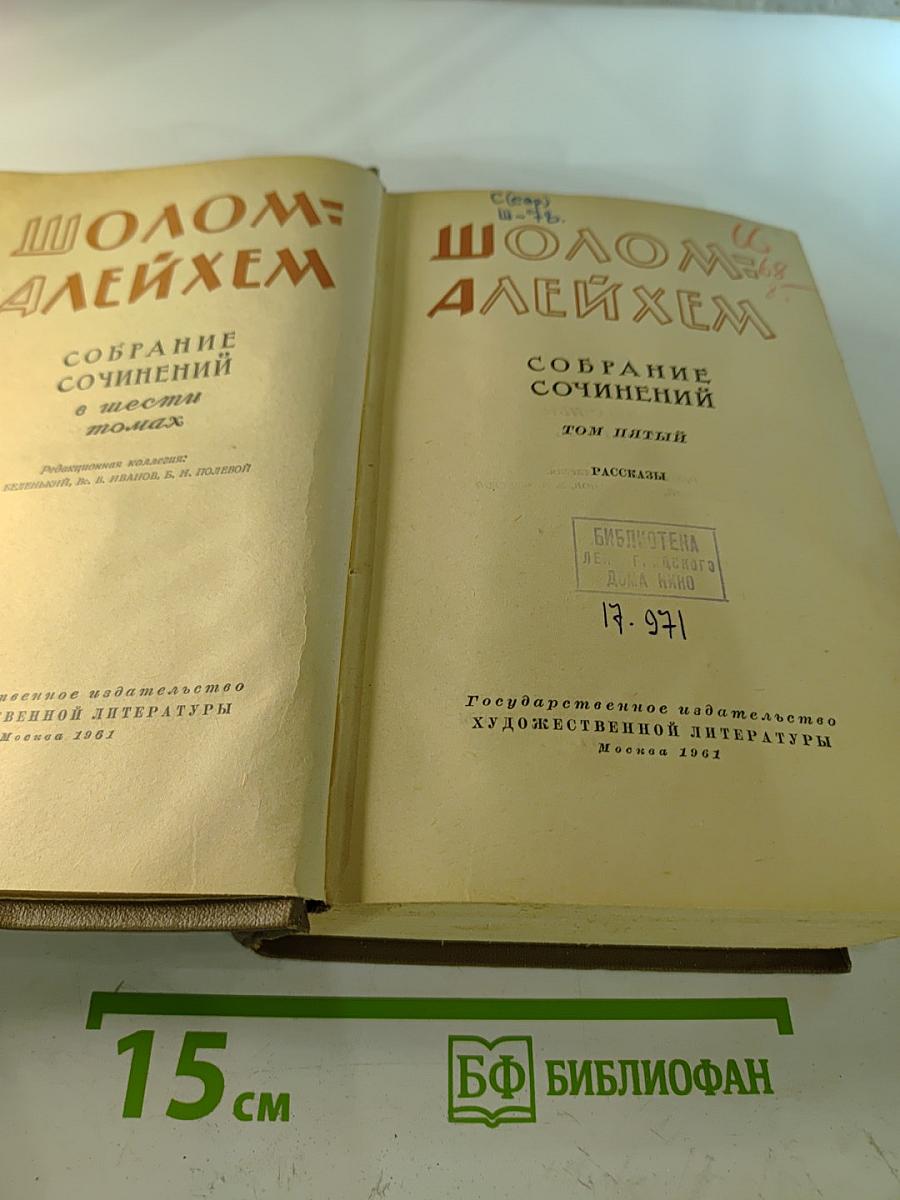 Шолом-Алейхем. Собрание сочинений в шести томах. Том пятый: Рассказы