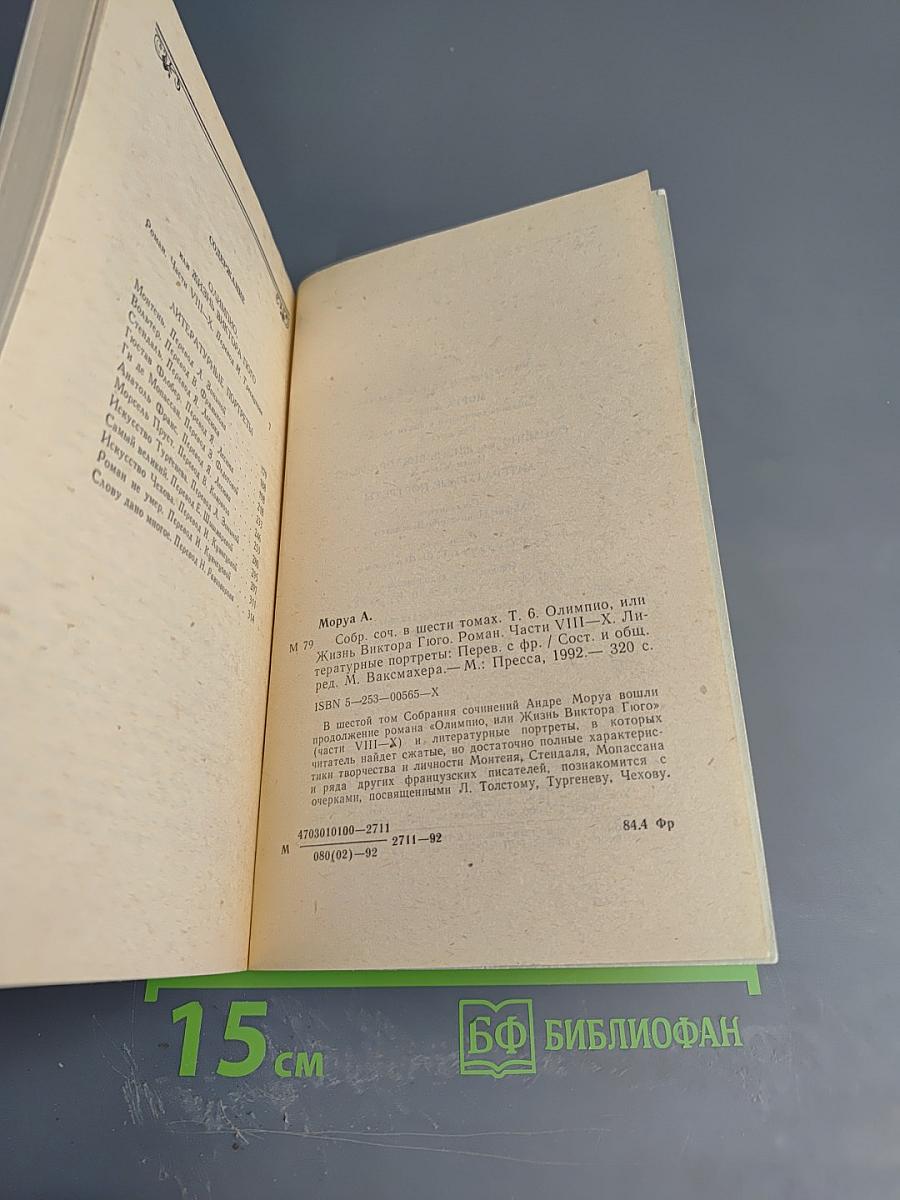 Собрание сочинений в шести томах. Том 6: Олимпио, или Жизнь Виктора Гюго. Литературные портреты