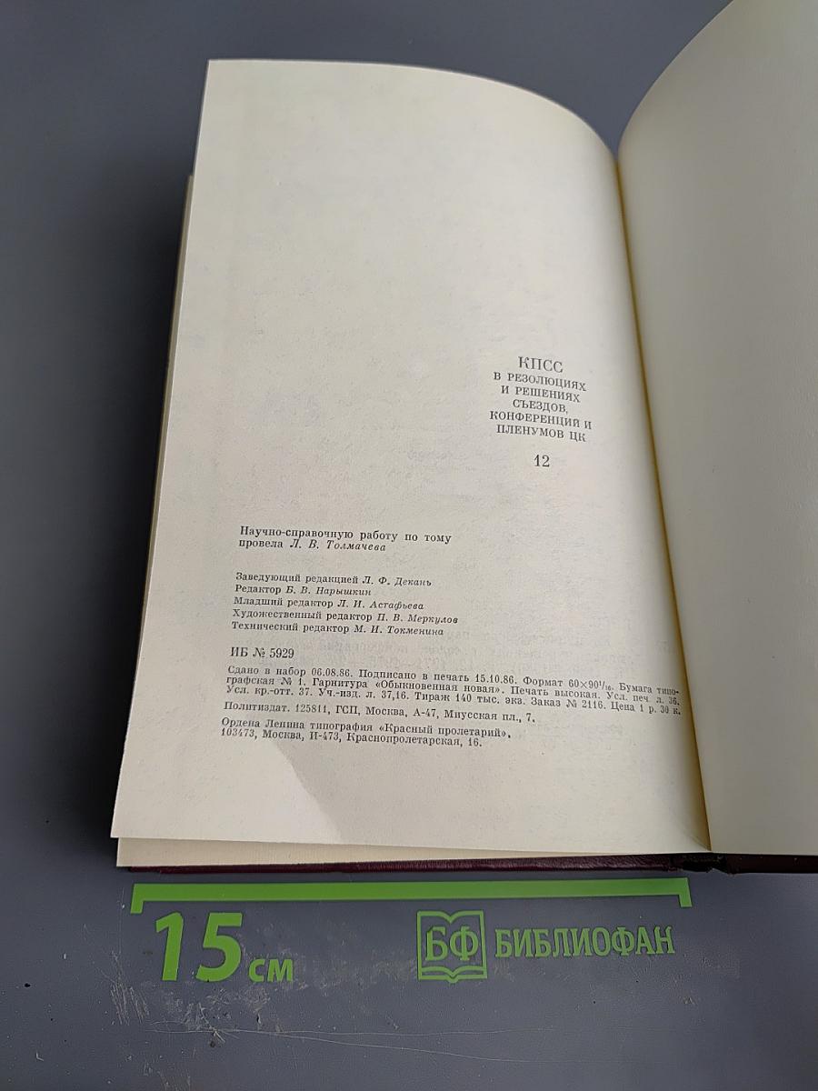 КПСС в резолюциях и решениях съездов, конференций и пленумов ЦК. Том двенадцатый. 1974-1975
