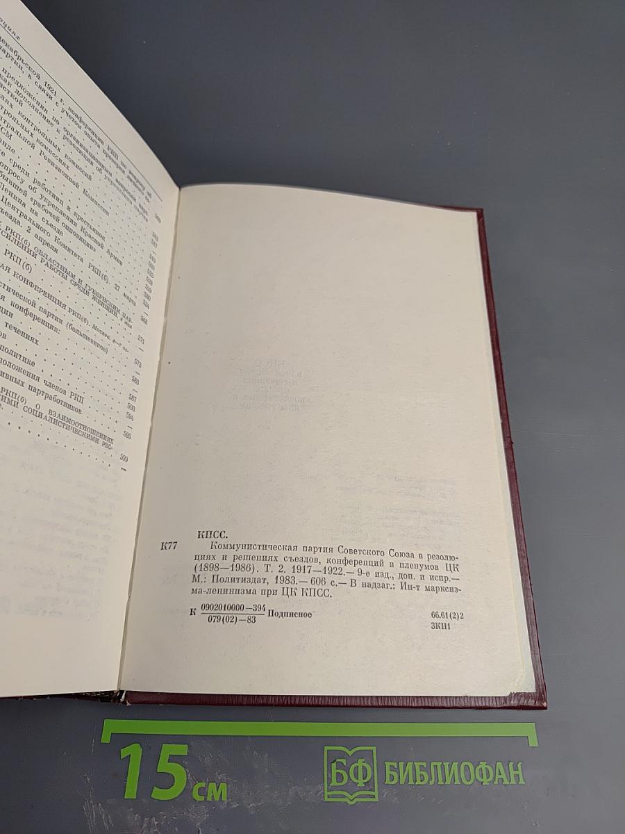 КПСС в резолюциях и решениях съездов, конференций и пленумов ЦК. Том второй. 1917-1922