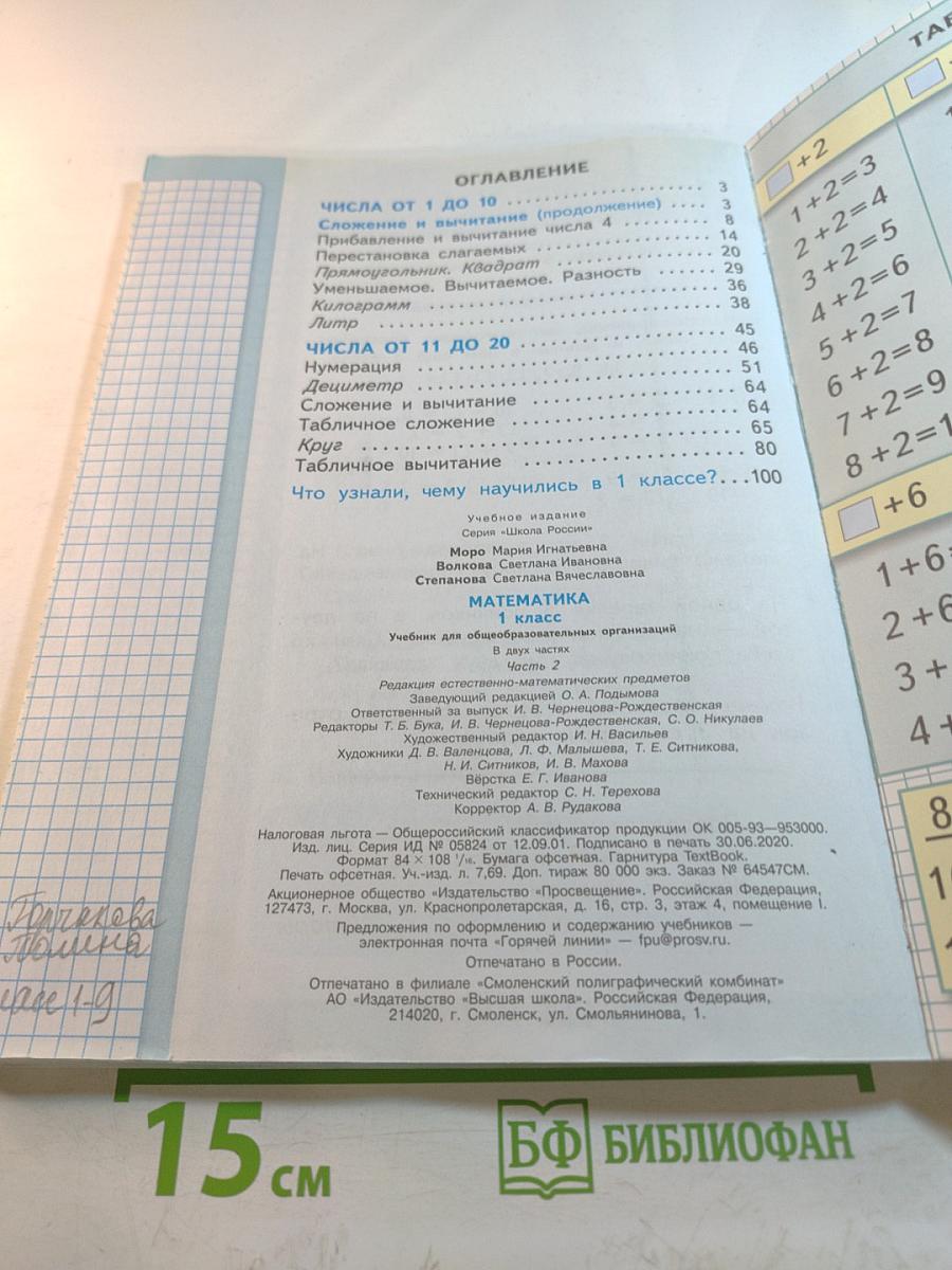 Математика 1 класс Часть 2