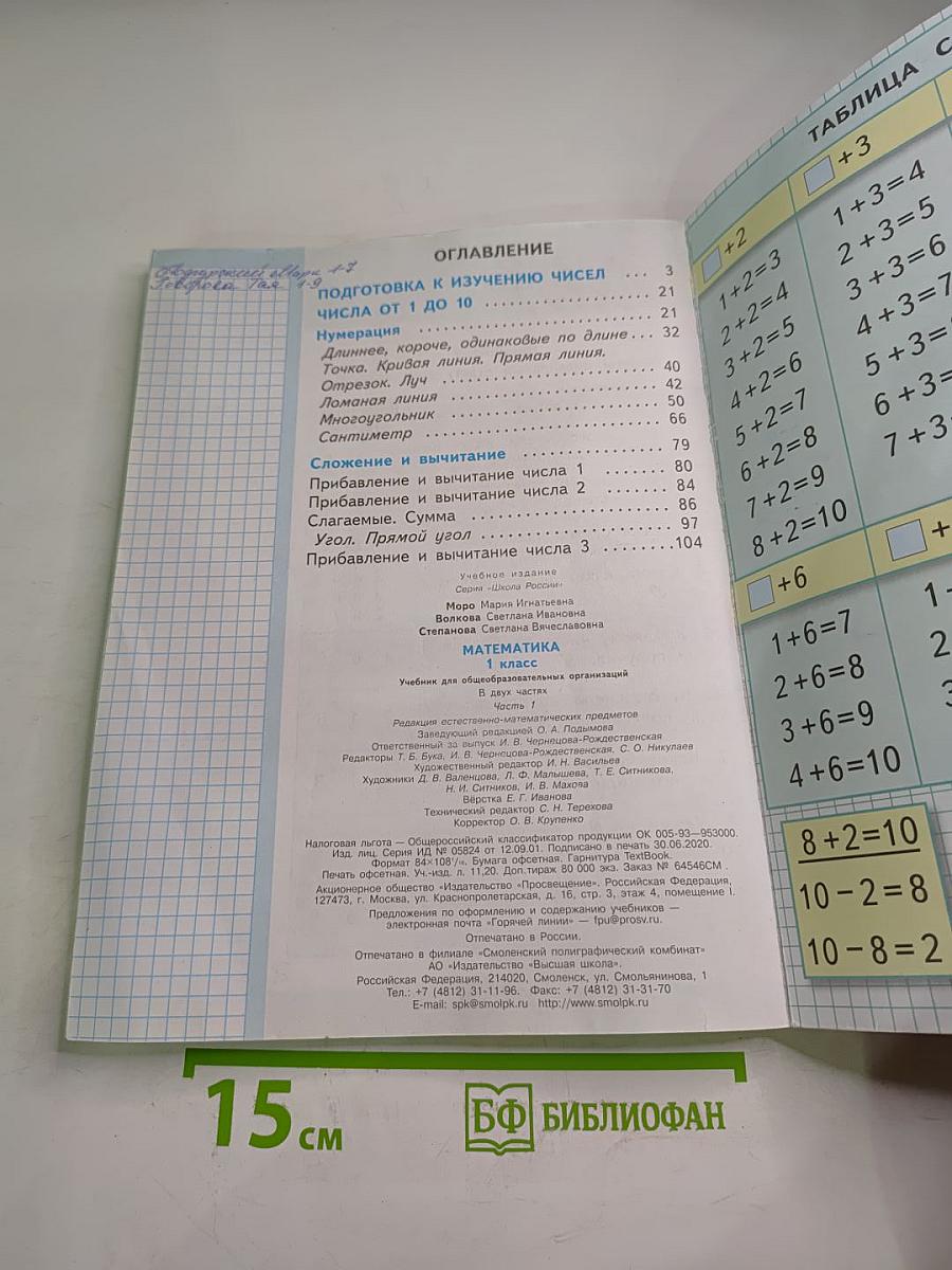 Математика 1 класс Часть 1