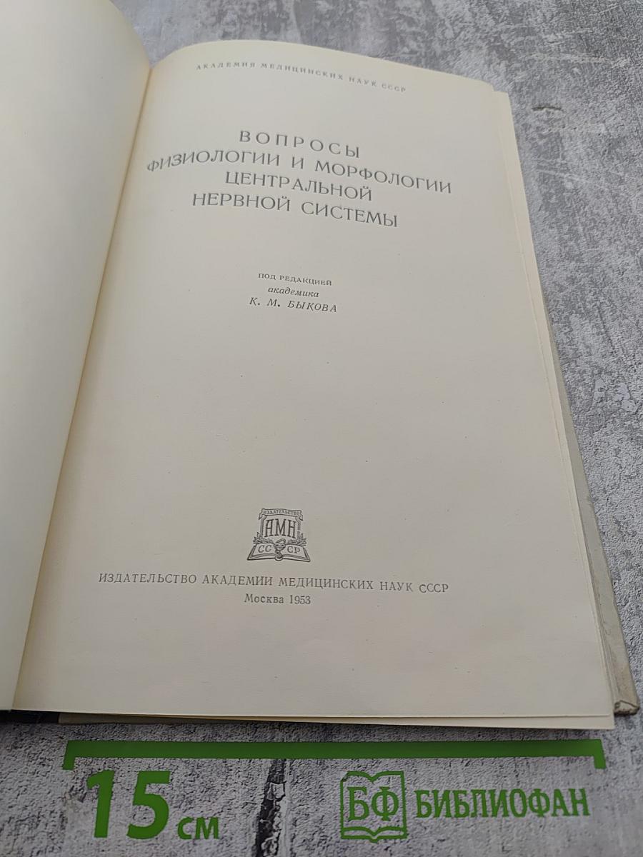 Вопросы физиологии и морфологии центральной нервной системы