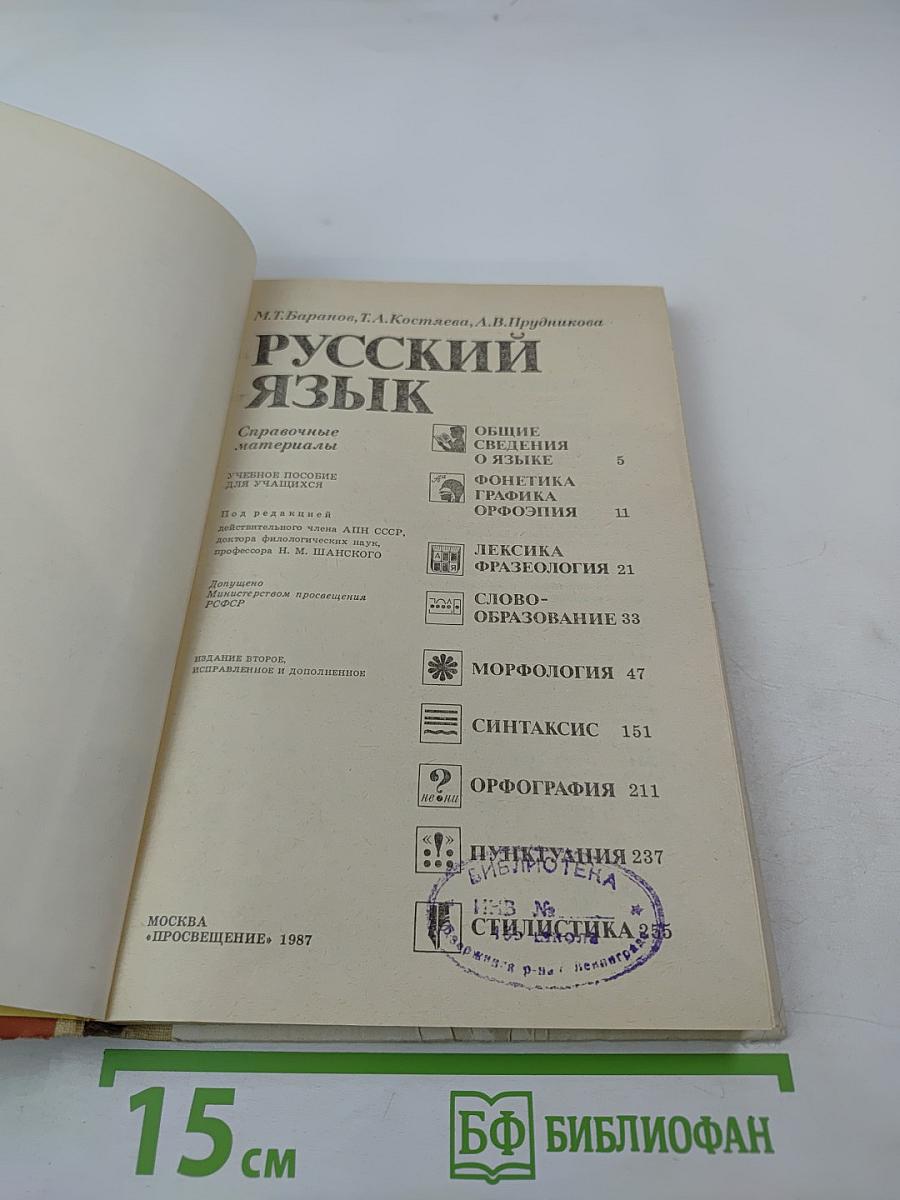 Русский язык. Справочные материалы