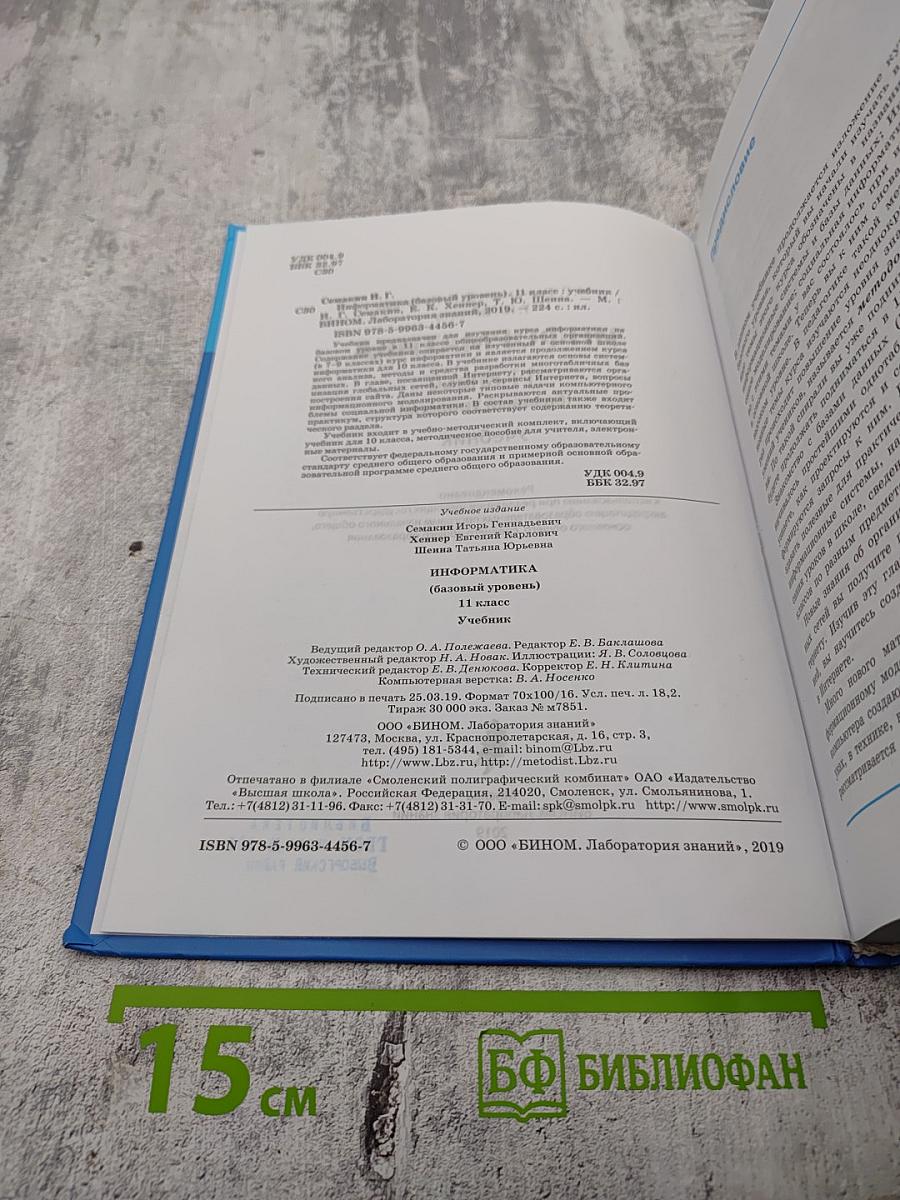 Информатика 11 класс (базовый уровень)