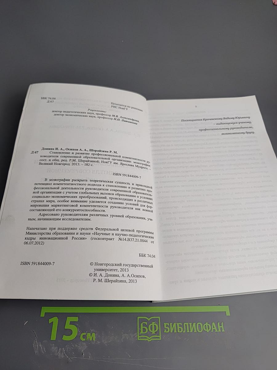 Становление и развитие профессиональной компетентности руководителя современной образовательной организации
