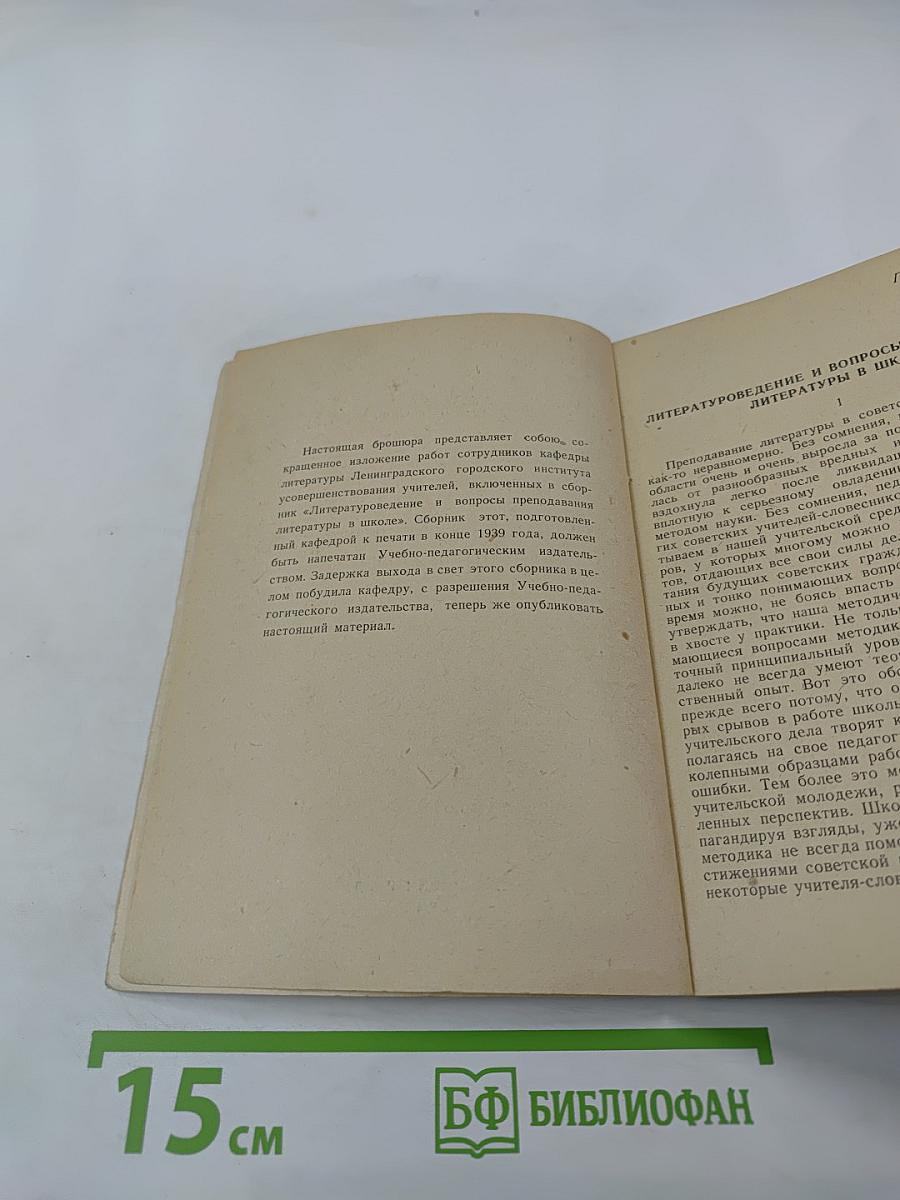 К вопросу о преподавании литературы в школе