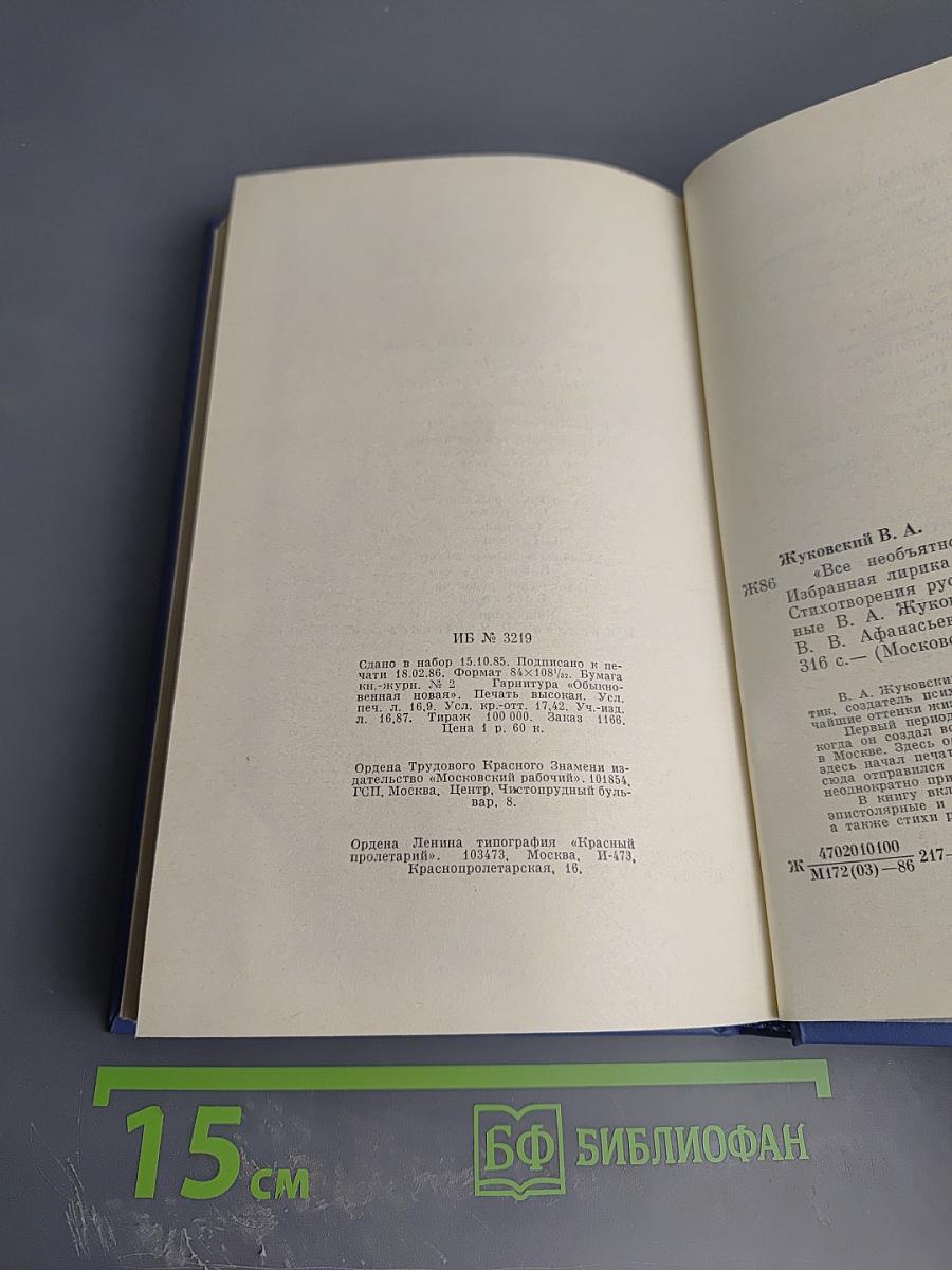 В. А. Жуковский. Избранная лирика. «Всё необъятное в единый вдох теснится...»