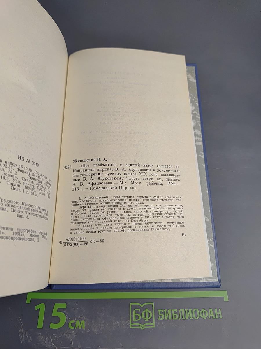 В. А. Жуковский. Избранная лирика. «Всё необъятное в единый вдох теснится...»