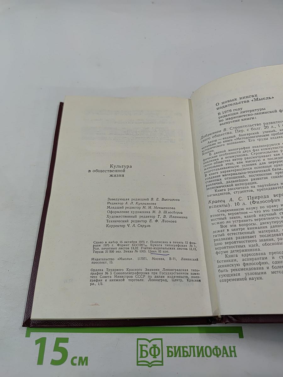 Культура в общественной жизни