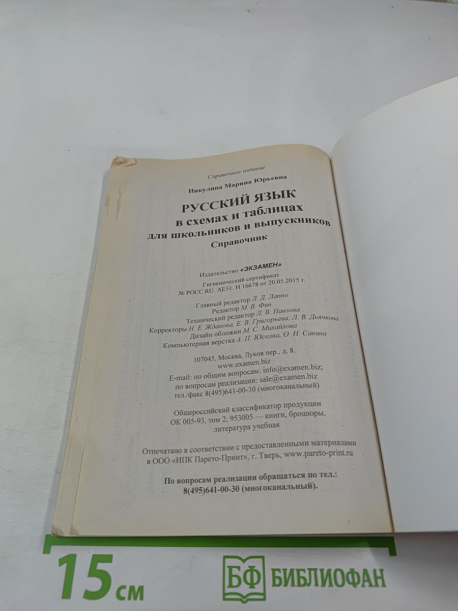 Русский язык в схемах и таблицах для школьников и выпускников. Справочник
