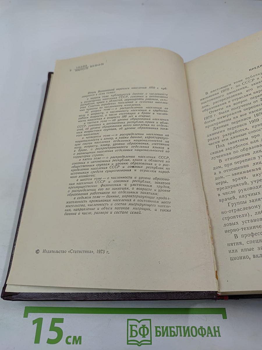 Итоги Всесоюзной переписи населения 1970 года Том VI. Распределение населения СССР и союзных республик по занятиям