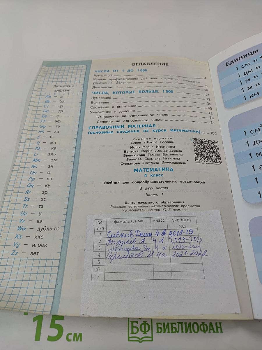 Математика 4 класс. Часть 1